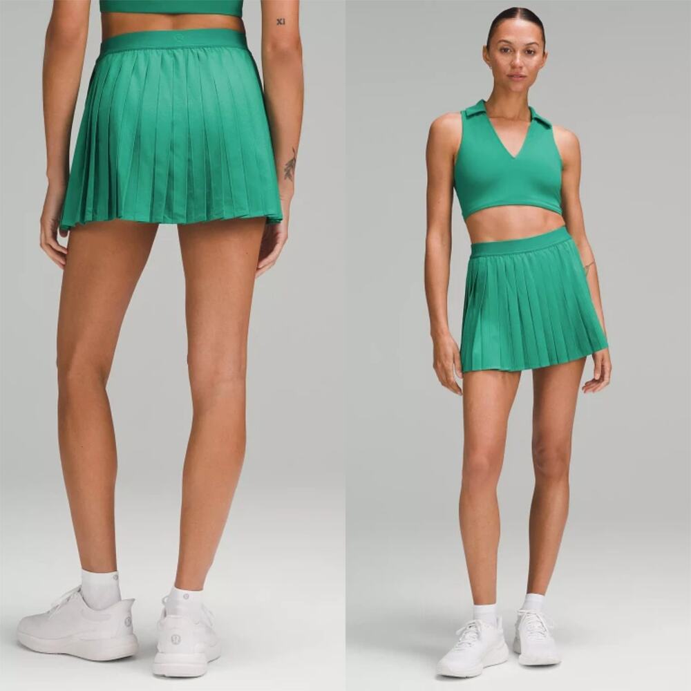Lululemon High Rise Pleated Tennis Skirt Cascadia Green